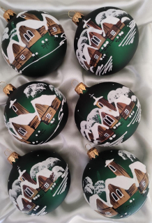 Sada vánočních koulí ZELENÁ VÍSKA 6 ks 